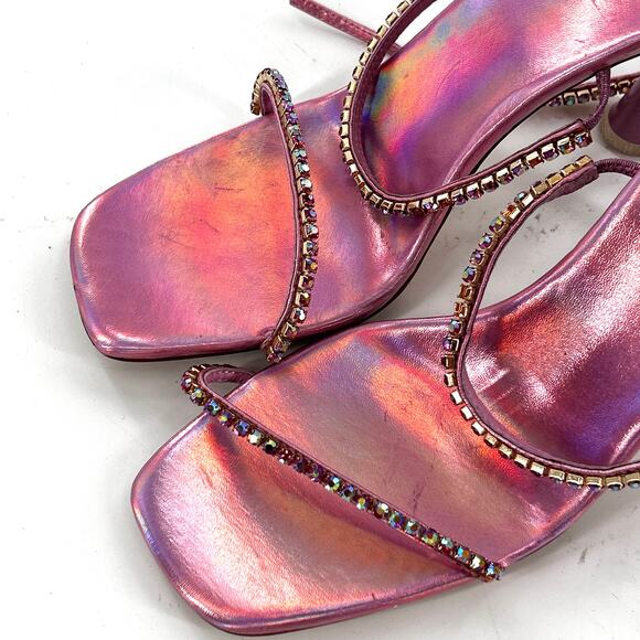 Jeffrey Campbell Jewel Strap Sandals 8.5 Pink Heels Glam Cocktail Party Formal - Picture 8 of 9